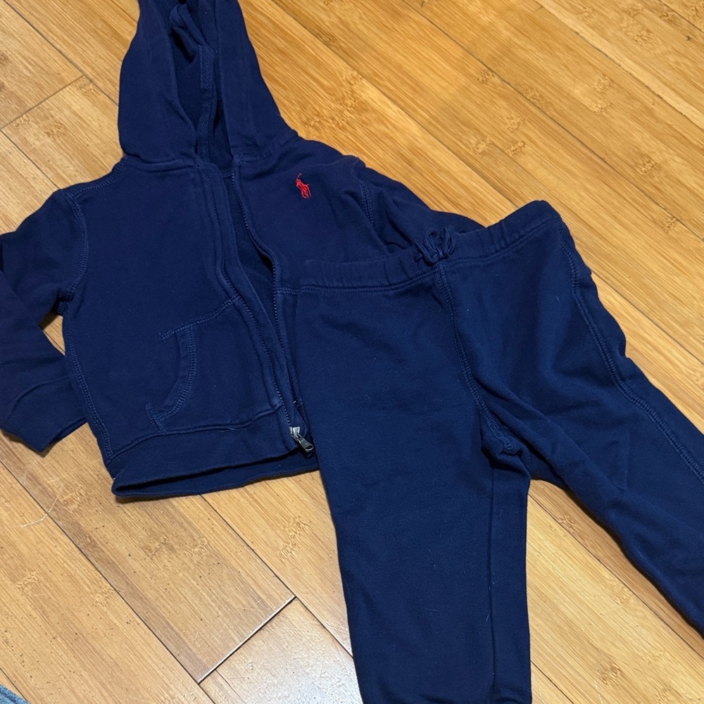 Ralph lauren Navy Blue Kids Hoodie and Pants Set 18months